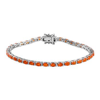 Mexikanisches Crimson Feueropal und wei&szlig;es Zirkon-Armband, ca. 20 cm, 925 Silber platiniert ca. 4.90 ct