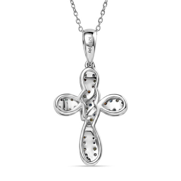 D'Joy mehrfarbiger Diamant Kreuz Anh&auml;nger mit 50cm Kette - 0,27 ct. image number 4