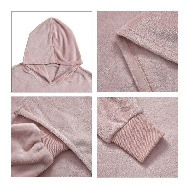 Flauschiger Flanell Hoodie mit großer Tasche, 96x89cm, rosa image number 7