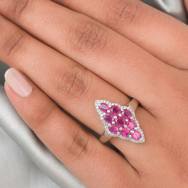 Afrikanischer Rubin und Zirkon-Ring, 925 Silber platiniert  ca. 1,85 ct image number 3