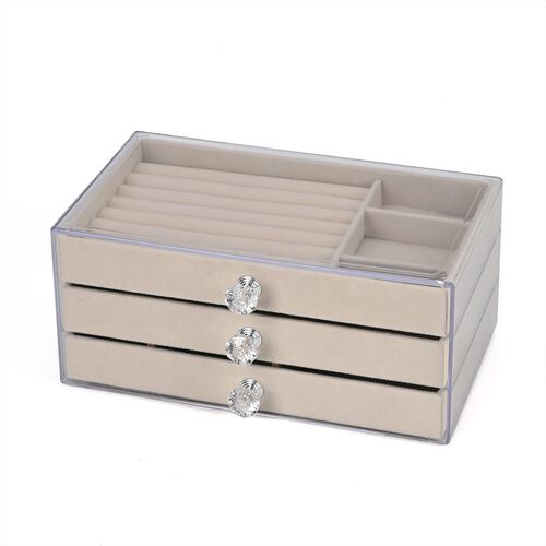 3-lagige stapelbare Schmuckbox, 23,5x13,5x10,5cm, Crème image number 0