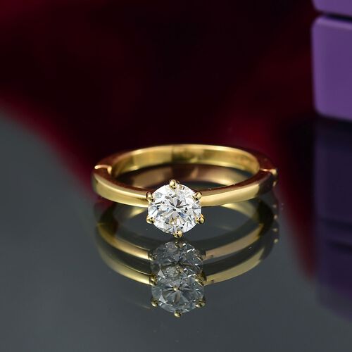 LUXURIANT DIAMOND - Lab Grown Diamant SI Ring 925 Silber 750 Gelbgold Vermeil (Größe 18.00) ca. 1.00 ct image number 1