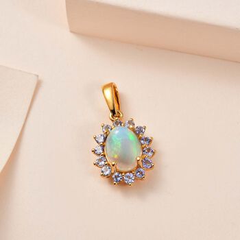 Nat&uuml;rlicher, &auml;thiopischer Welo Opal und Tansanit-Anh&auml;nger - 1,76 ct.