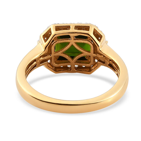 Nat&uuml;rlicher Chromdiopsid und wei&szlig;er Zirkon-Ring, 925 Silber vergoldet  ca. 1,47 ct image number 6