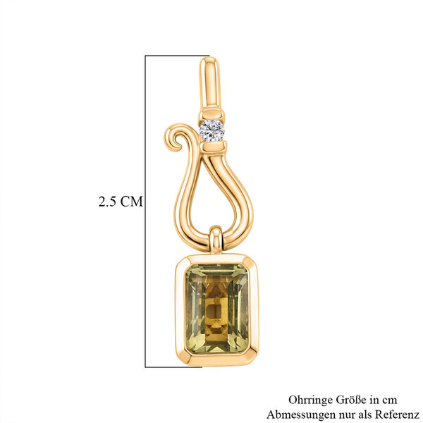 D'Joy AAA Ouro Verde-Quarz, Wei&szlig;er Zirkon Ohrringe 925 Silber 750 Vergoldet ca. 2,11 ct. image number 5