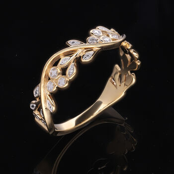 ALLORO Ring mit Diamantakzenten, Gelbgold Vermeil 925 Silber