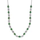 Grüne Jade Halskette 45 cm 925 Silber platiniert ca. 12,01 ct