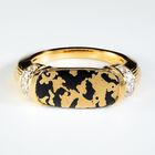 Tucson Exklusive- Goldenite, Weißer Zirkon Ring 925 Silber 750 Gelbgold Vermeil (Größe 19.00) ca. 2.27 ct