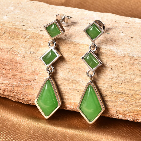 Grüne Jade Ohrhänger 925 Silber rhodiniert ca. 8,62 ct  image number 2