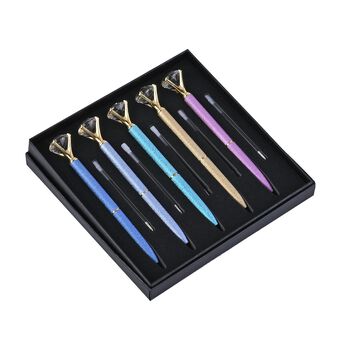 5er-Set Kristall Kugelschreiber, Mehrfarbig