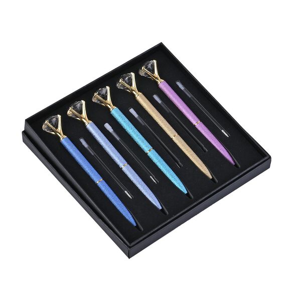 5er-Set Kristall Kugelschreiber, Mehrfarbig