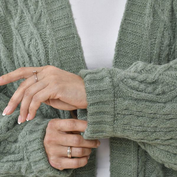 Lange Strickjacke mit Schlaufe, warm und stilvoll, 87x44x60cm, Mint image number 8