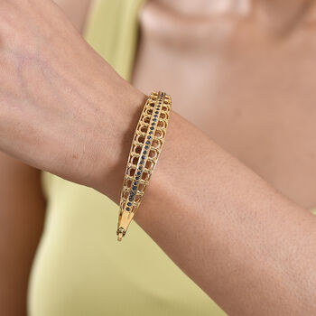 GP - Kanchanaburi Blauer Saphir Armreif ca. 19 cm 925 Silber 750 Gelbgold Vermeil ca. 1,55 ct.