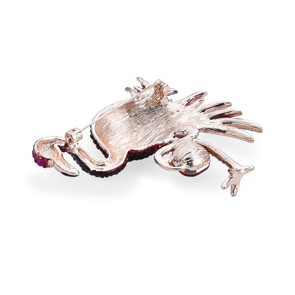 Flamingo Mehrfarbiger Kristall Brosche Rose image number 5