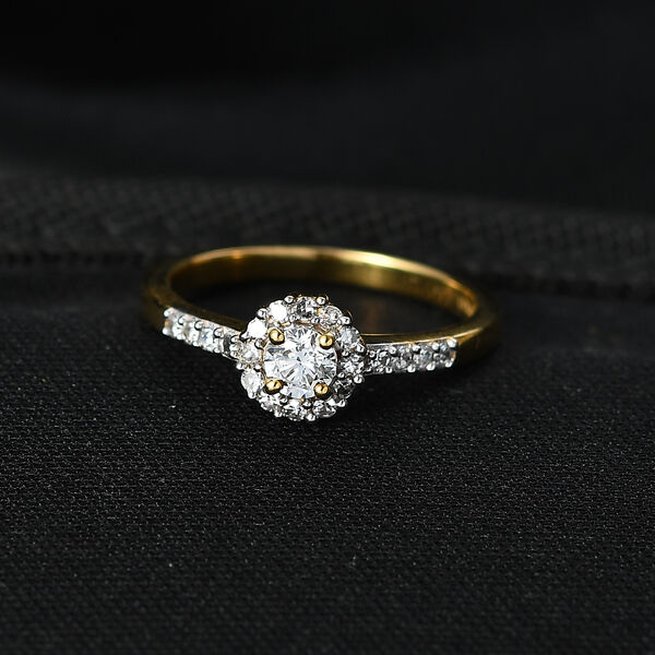 LUXURIANT SI-GH Labor Diamant Ring, 925 Silber 750 Gelbgold Vermeil - 0,50 ct. image number 2