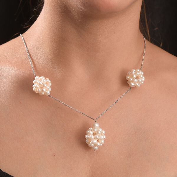 Weiße Süßwasser Perle Halskette ca. 50 cm 925 Silber rhodiniert image number 2