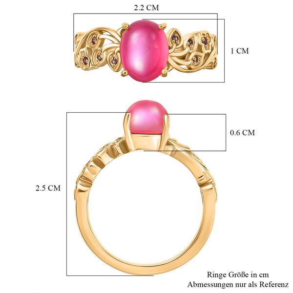 D'Joy Maulbeer Mondstein, Orissa Rose Granat Ring 925 Silber 750 Gelb Vergoldet (Gr&ouml;&szlig;e 16.00) ca. 2,37 ct image number 7