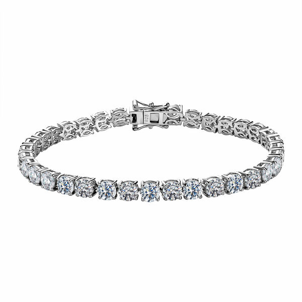 88 Facetten Moissanit Armband, ca. 19 cm, 925 Silber platiniert ca. 15.18 ct