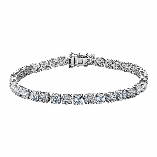 88 Facetten Moissanit Armband, ca. 19 cm, 925 Silber platiniert ca. 15.18 ct image number 0