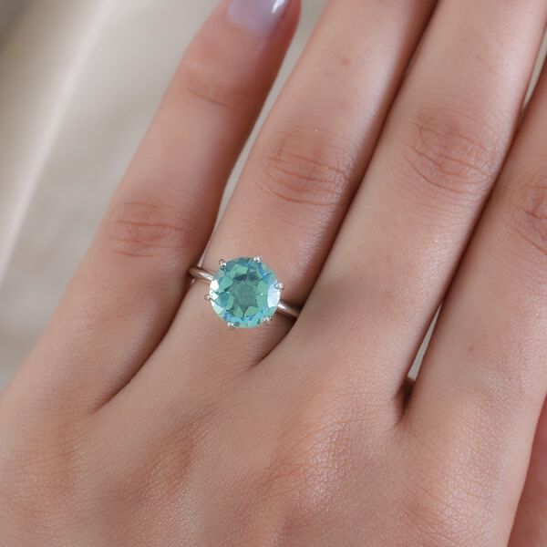 Pfau Triplett Quarz Solitär Ring 925 Silber Platin-Überzug image number 3