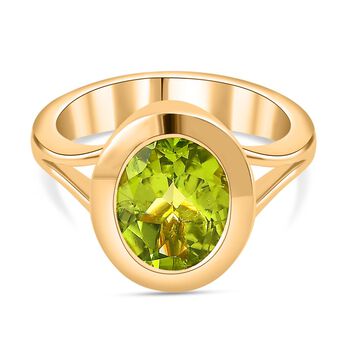 Nat&uuml;rlicher Peridot Ring, 925 Silber Gelbgold Vermeil, (Gr&ouml;&szlig;e 19.00) ca. 2.61 ct