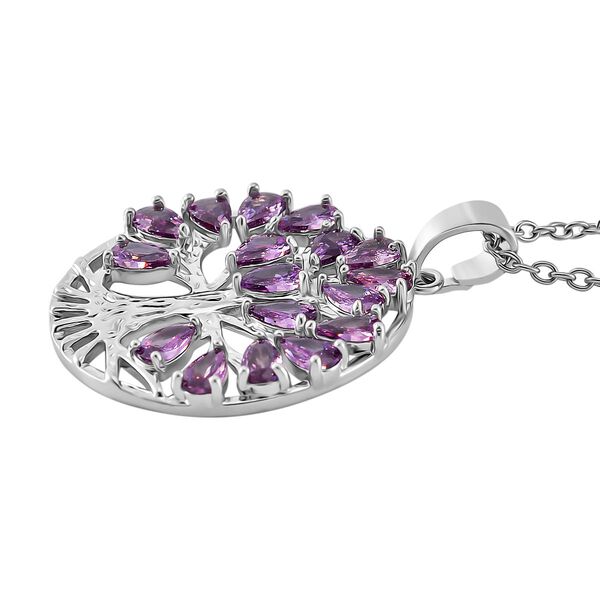 Lila Zirkonia Halskette ca. 50 cm Messing image number 3