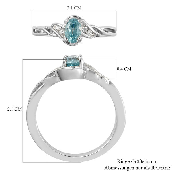 Kambodschanischer, blauer und weißer Zirkon Ring in Silber, 0,77 ct. image number 7