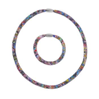 Mehrfarbiger Kristall Schmuckset Reines Messing