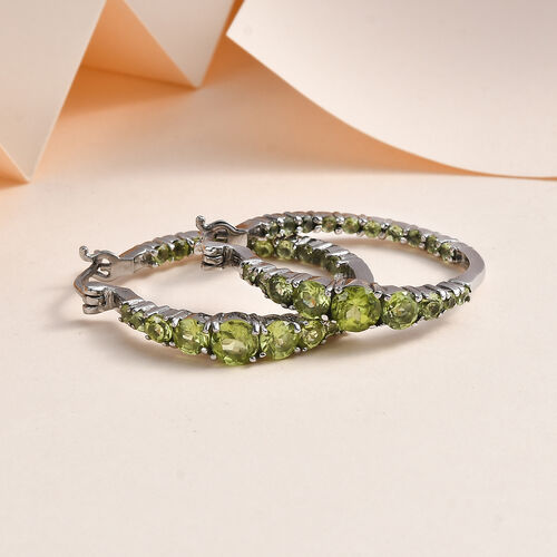 Natürliche Peridot Ohrringe, Edelstahl, ca. 3.72 ct image number 1