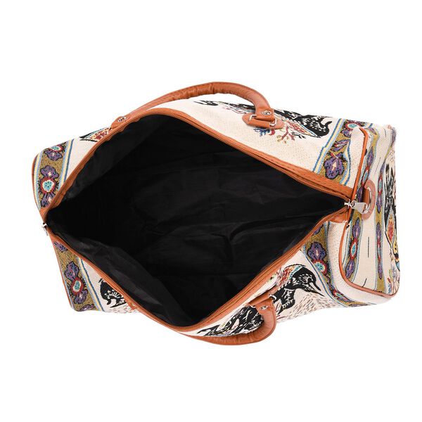 Reisetasche, 45x23x27cm, Cremefarben mit Elefantenmuster image number 5