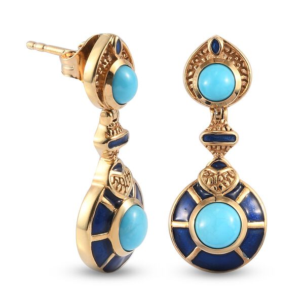 Nat&uuml;rliche Sleeping Beauty T&uuml;rkis emaillierte Ohrh&auml;nger in Silber, 1,28 ct. image number 4