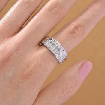 Moissanit Ring 925 Silber rhodiniert (Gr&ouml;&szlig;e 17.00) ca. 0,76 ct