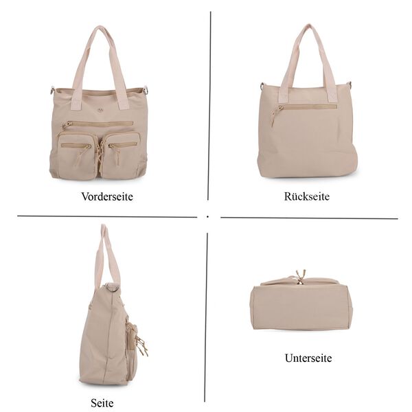 Crossbody-Schultertasche mit Mehrfachfächern, 31x30x14cm, Beige image number 5