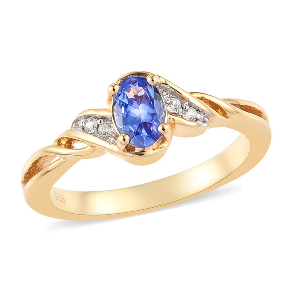 Tansanit und Zirkon Ring 925 Silber vergoldet  ca. 0,55 ct image number 4