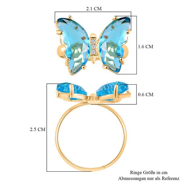 Flexibler wei&szlig;er Zirkonia und blauer Kristall-Ring (16,50-19,50) image number 6
