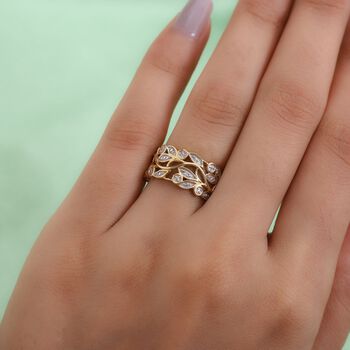 ALLORO vergoldeter Silberring mit Diamantakzenten