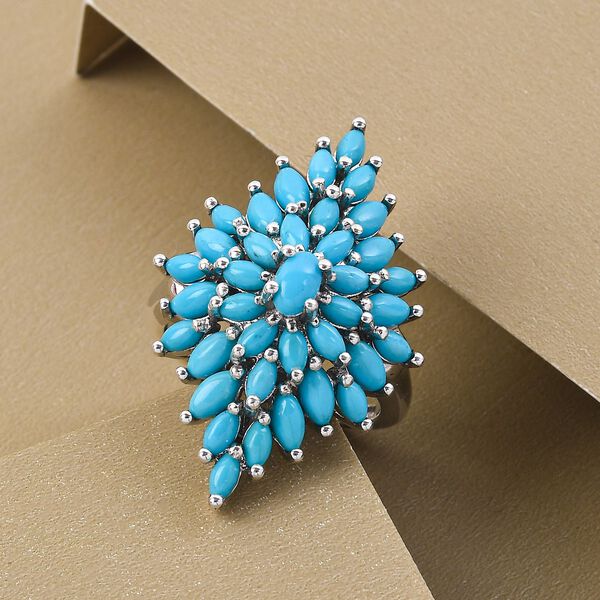 Amerikanischer, nat&uuml;rlicher Sleeping Beauty T&uuml;rkis-Ring, 925 Silber platiniert  ca. 3,61 ct image number 2