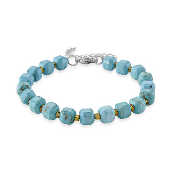 Blauer Howlit, Glas Armband, flexibel, 316L Edelstahl 58.00 ct