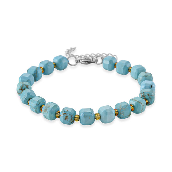 Blauer Howlit, Glas Armband, flexibel, 316L Edelstahl 58.00 ct