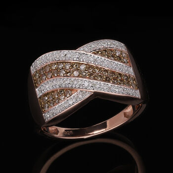 Nat&uuml;rlicher Champagner und wei&szlig;er Diamant-Ring - 0,50 ct.
