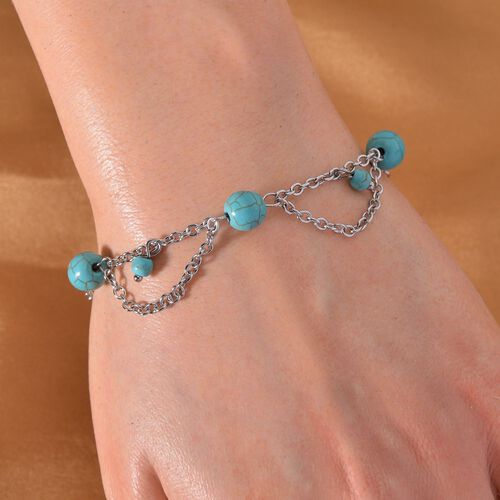 Blauer Howlit Armband ca. 19 cm Reiner Edelstahl ca. 15.15 ct image number 1