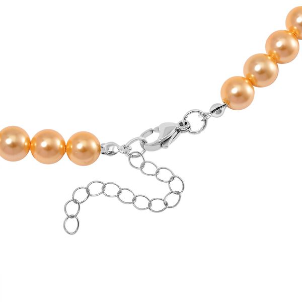 Goldene Muschelkernperlen und wei&szlig;e Kristall, 45+5 cm image number 4