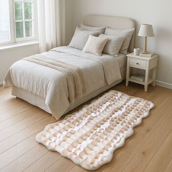 LIVMORE Kunstfell-Teppich in Wellenform mit feiner 3D-Struktur, 100x180cm, Vanille