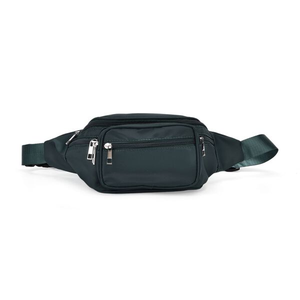 Nylon-G&uuml;rteltasche mit RFID-Schutz, 37x10x13,5cm, Dunkelgr&uuml;n
