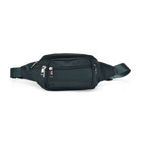 Gürteltasche mit RFID-Schutz, Nylon, 6 Reißverschlussfächer, Schnellverschluss, verstellbarer Schultergurt, Größe 37x10x13,5?cm, grün