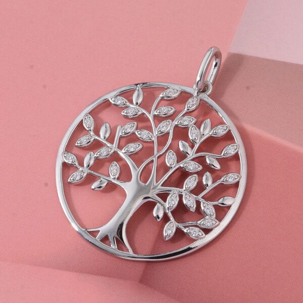 LUSTRO STELLA weißer Zirkonia Lebensbaum-Anhänger image number 1