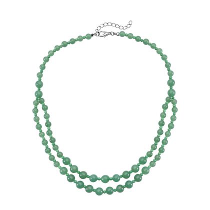 Grüne Aventurin und Glas Halskette, ca. 45 cm, ca. 187,50 ct