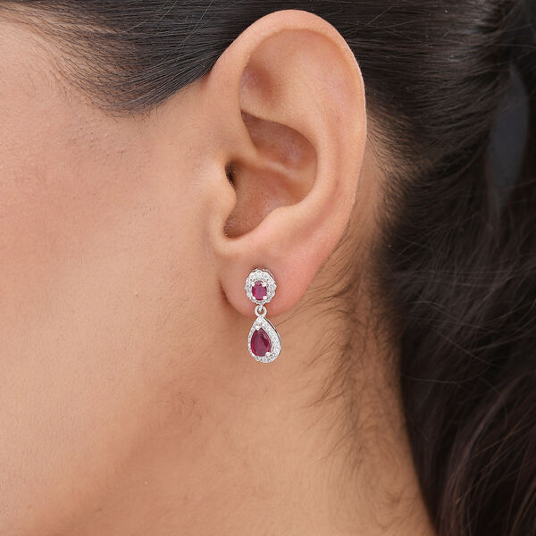 Afrikanische Rubin und Zirkon-Ohrhänger in Silber, 2,56 ct. image number 3