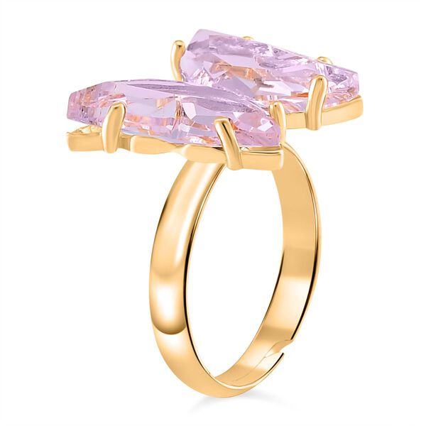 Flexibler weißer Zirkonia und rosa Kristall-Ring (16,50-19,50) image number 4