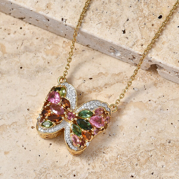 D'Joy AA Mehrfarbig-Turmalin Halskette ca. 45 cm 925 Silber 750 Gelbgold vermeil ca. 3,34 ct. image number 1